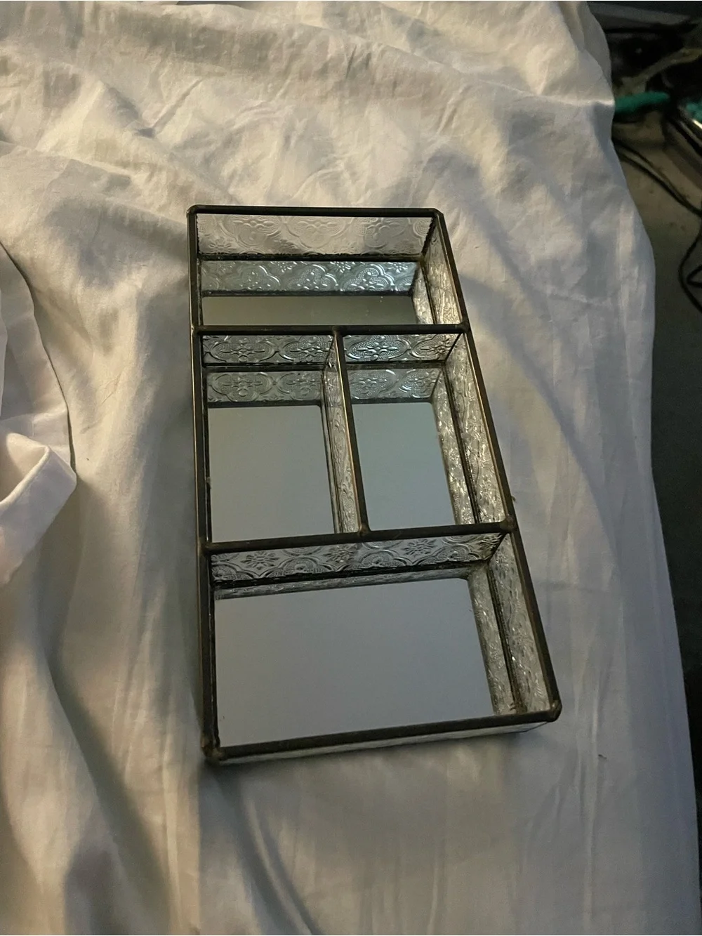 Glass and Mirrored Decorative Tray for jewelry, makeup, etc.